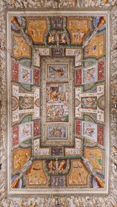 Sala delle Gesta Rossianeの天井、Rocca dei Rossi、San Secondo、パルマ、イタリア、1570年頃 作： Cesare and Jacopo Bertoia and others Baglione