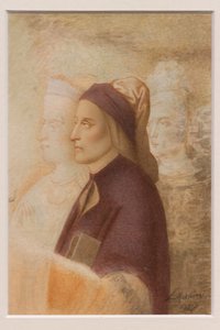 ダンテの肖像、チェーザレ・ムッシーニ作、1844年頃（水彩、厚紙） 作： Cesare Mussini