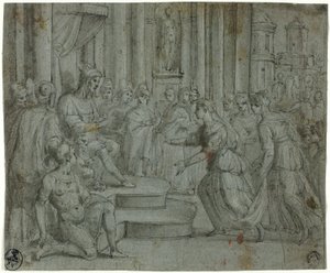 シバの女王を迎えるソロモン 作： Cesare Rossetti
