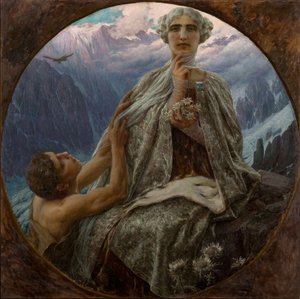 山頂です。The Ice Queen - 山の頂上。Saccaggi, Cesare (1868-1934)の「氷の女王」。油彩・キャンバス、サイズ：D 140 作： Cesare Saccaggi