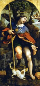サン・ロッコ（Saint Roch）。チェーザレ・ダ・セスト（1477〜1523）の絵画。ミラノ、カステッロ美術館 作： Cesare da Sesto