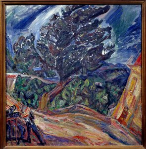 シャイム・スーティンによる大きな木の青い絵 作： Chaim Soutine