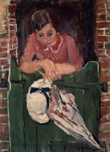 傘を持つ女性-S XX-フランス語の表現 作： Chaim Soutine