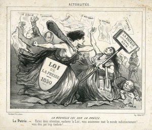 シャリヴァリ紙に掲載されたシャム（1819-1879）のイラスト（1850年頃）4-3 - 報道に関する新法 - 検閲、報道/メディア、法律 - Proudhon Pierre-Joseph (1809-1965), Girardin Emile de (1806-1881) - Allegorie