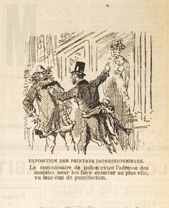 警察長官は、モデルを埋葬するためにモデルの住所を要求します..., 1877. 作： Cham