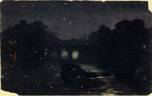 セーヌ河岸の夜の効果、1870年頃（油彩・カンヴァス） 作： Charles Emile Cuisin