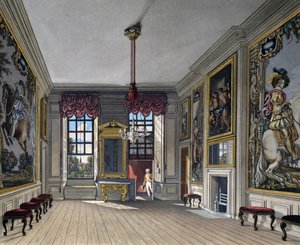 王妃の謁見の間、ウィリアム・ジェームズ・ベネット（1787-1844）によるエングレーヴィング、チャールズ・ワイルド（1781-1835）のデザインに基づく、『王宮の歴史』より。