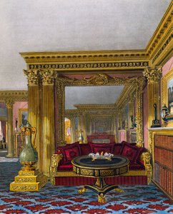 黄金の応接室』 ウィリアム・ジェームズ・ベネット（1787-1844）によるエングレーヴィング、チャールズ・ワイルド（1781-1835）のデザインに基づく、『王室住居の歴史』より 作： Charles (after) Wild