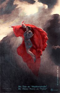 ファウストを演じるヘンリー・エインリー（絵葉書）