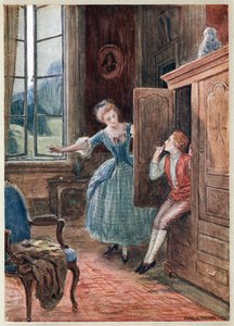 モーツァルトのオペラ「フィガロの結婚」の一場面。 (Le Nozze di Figaro)、ロレンツォ ダ ポンテ (1749-1838) による台本付きのコミック オペラ (オペラ ブッファ)。