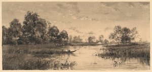 船頭と川の夕べ 作： Charles A. Walker