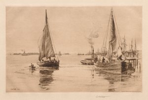 イーストリバーの2つのスループ、1889年。 作： Charles Adams Platt