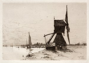 海岸沿いの風車、1884年。 作： Charles Adams Platt