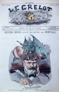 1871年6月の「Le Grelot」の表紙からのヴィクトルユーゴー（1802-85）の風刺画「ブレインサラダ」 作： Charles Albert d Arnoux Bertall