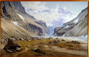 La vallee du Veneon a Saint Christophe en Oisans dans les Alpes シャルル・ベルティエ(1860-1924)の絵画 1894 Dim.2x3.2 m Grenoble, musee des Beaux Arts - アルプスのサン・クリストフ・アン・オワザンのヴェネオンの谷。シャルル・ベルティエ(1860-1924)の絵画 作： Charles Alexandre Bertier