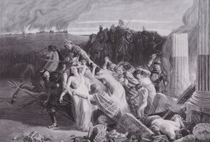 フン族に拉致されたガリア人（リトグラフ 作： Charles Alexandre Coessin de la Fosse