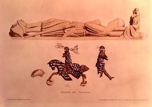騎士のアイメール・ド・ヴァランスの墓の彫像、ペンブローク伯爵（d.1324）、パブ。 1811 作： Charles Alfred Stothard