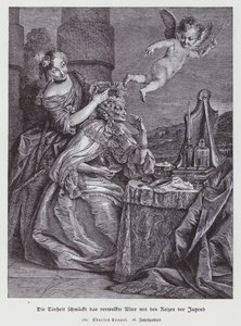 枯れた老後に若さの飾りをつける愚行 作： Charles Antoine (after) Coypel