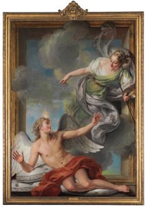眠っている天才を目覚めさせる絵画 作： Charles Antoine Coypel