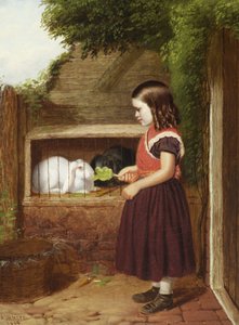 ウサギに餌をやる、1868