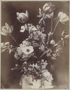 子供の姿と花瓶の花の研究