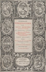 福音派の説教者とニューマンズ インスティテューションの口絵、1622 年。 作： Charles Audran