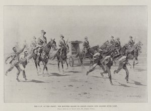 正面のCIV、モダーリバーキャンプに入るクロニエの騎馬護衛 作： Charles Auguste Loye