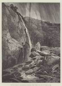 ヨークの公爵と公爵夫人が訪れたパワーズコートハウスの敷地内にあるダーグルの滝 作： Charles Auguste Loye