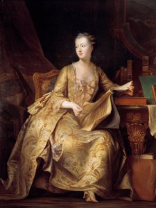 ジャンヌ・アントワネット・ポワソン（ポンパドゥール侯爵夫人）（1722-1764）の肖像 楽譜を持つシャルル・アウグスト・スチューベン（1788-1856）の絵画（ec.alle） 19世紀 日1,65×1,32メートル