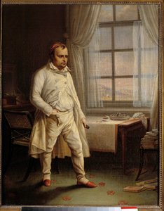ナポレオン1世（1769-1821）の肖像 サント・ヘレネの作品 ロングウッドで自分の記念品を口述する シャルル・オーギュスト・スチューベン（1788-1856）の絵画 1820年 Sun.0.62 x 0.51 m イル・デ・ゼーナポレオン博物館 - セント・ヘレナでのナポレオン1世（1769-1821）の肖像 dictat 作： Charles Auguste Steuben