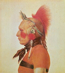 オーセージの戦士」1804年頃（カラーリトグラフ 作： Charles Balthazar Julien Févret de Saint Mémin