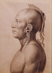 オーセージ戦士、カシャスンギア、1806年（紙に鉛筆と木炭） 作： Charles Balthazar Julien Févret de Saint Mémin