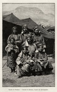 ペチャラのクルド人（トルコ）。エドゥアール・シャルトン（1807-1891）監督の『Le tour du Monde』（1892年、アシェット社、パリ）に掲載されたB.シャントル夫人の「A travers l