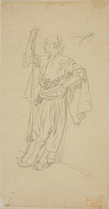 壁にもたれて武装したアラブ人 作： Charles Bargue