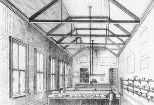 ダリッジ・カレッジの化学実験室、1870年頃（リトグラフ