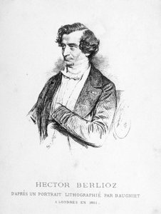 ヘクトル・ベルリオーズ（1803 - 1869）の肖像 - 1851年にロンドンでボーニェがリトグラフで描いた肖像画をもとに作成。 作： Charles Baugniet