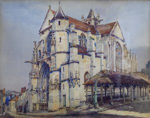 モレ・シュル・ロワン教会、南側、1906年頃（水彩） 作： Charles Bernier