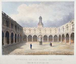 ロイヤル エクスチェンジの中庭、ロンドン市、1838 年。