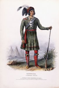 セミノール族のリーダー、アッセオラ（1837年〜1844年頃）（手仕上げカラーリトグラフ 作： Charles Bird (after) King