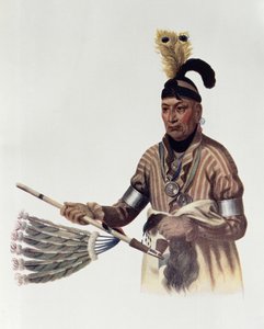 Naw-Kawまたは &39;Wood&39;（ウィネベーゴチーフ）のイラストは、 &39;The Indian Tribes of North America、Vol.1&39;（Thomas L. McKenneyおよびJames Hall、パブ）によるイラストです。ジョン・グラント 作： Charles Bird King