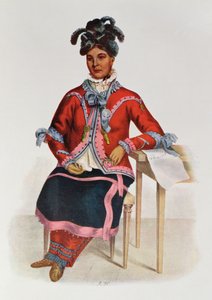 チプウェイ女性、1827年、トーマスL.マッケニーとジェームズホールによる「北米インディアン部族Vol.1」のイラスト。ジョン・グラント
