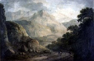 風景：樹木が茂った銀行のある岩だらけの小川、19世紀 作： Charles Branwhite