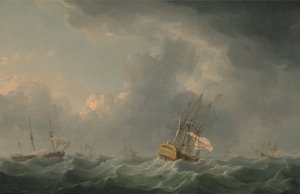 強風の中を走るイギリス船 作： チャールズブルッキング