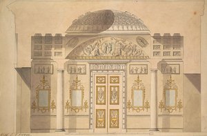 ツァールスコエセローの瑪瑙パビリオンのジャスパー研究における鏡壁の高さ 作： Charles Cameron
