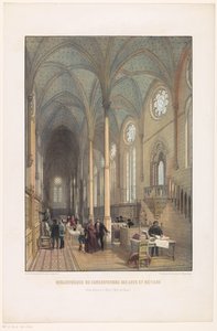 芸術工芸学院図書館の内部 美術工芸音楽院の図書館 (サン マルタン デ シャン修道院の旧食堂) (オブジェクトのタイトル) 作： Charles Claude Bachelier