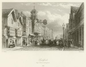 ギルフォード、ハイストリート、東向き、1840 作： Charles Claude Pyne