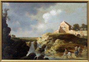 イタリアの風景画。カレル・デ・ホーホ（？-1638）の絵画 作： Charles Cornelisz de Hooch