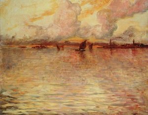 ベニスを遠望する海景 作： Charles Cottet