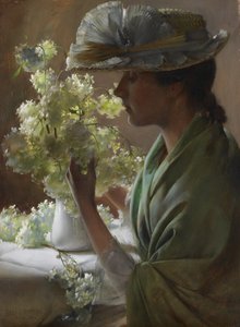 ブーケを持った女性（スノーボール） 作： Charles Courtney Curran