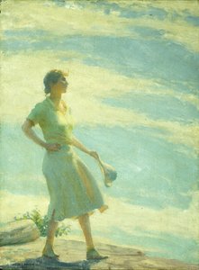 崖の上を歩く 作： Charles Courtney Curran